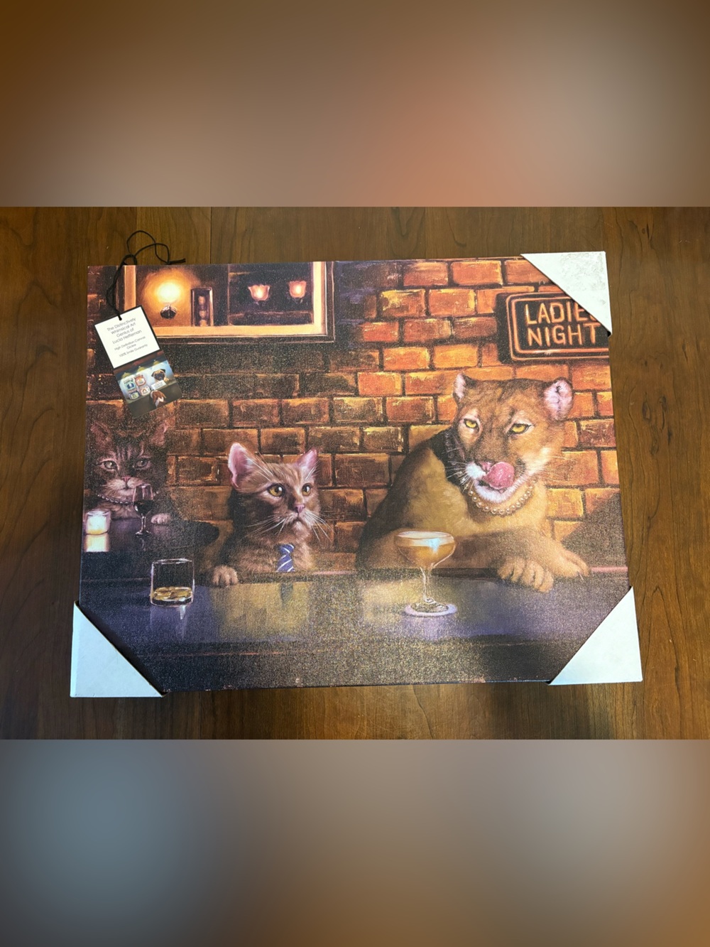 NWT “Ladies Night” Cat Themed Bar Art 19.5inx16in